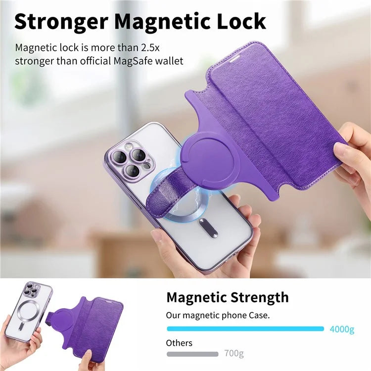 CASENEO For iPhone 16 Pro Max Case with Lens Film TPU Inner Shell Detachable Leather Phone Cover