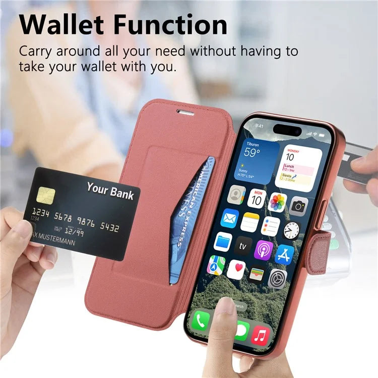 CASENEO For iPhone 16 Pro Max Case with Lens Film TPU Inner Shell Detachable Leather Phone Cover