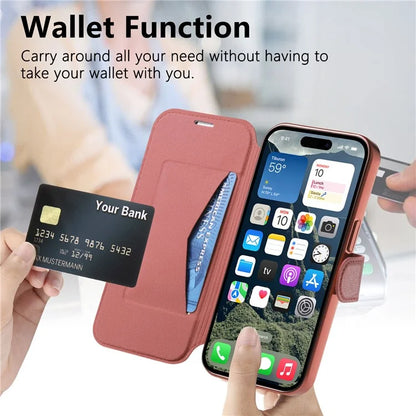 CASENEO For iPhone 16 Pro Max Case with Lens Film TPU Inner Shell Detachable Leather Phone Cover