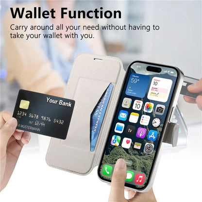 CASENEO For iPhone 16 Pro Max Case with Lens Film TPU Inner Shell Detachable Leather Phone Cover