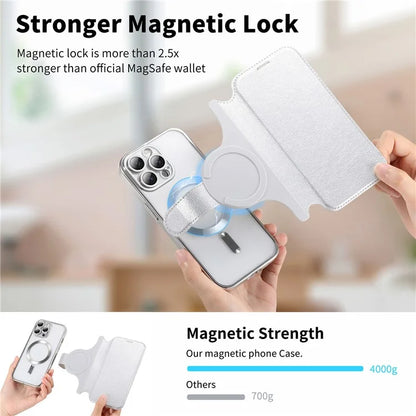 CASENEO For iPhone 16 Pro Max Case with Lens Film TPU Inner Shell Detachable Leather Phone Cover