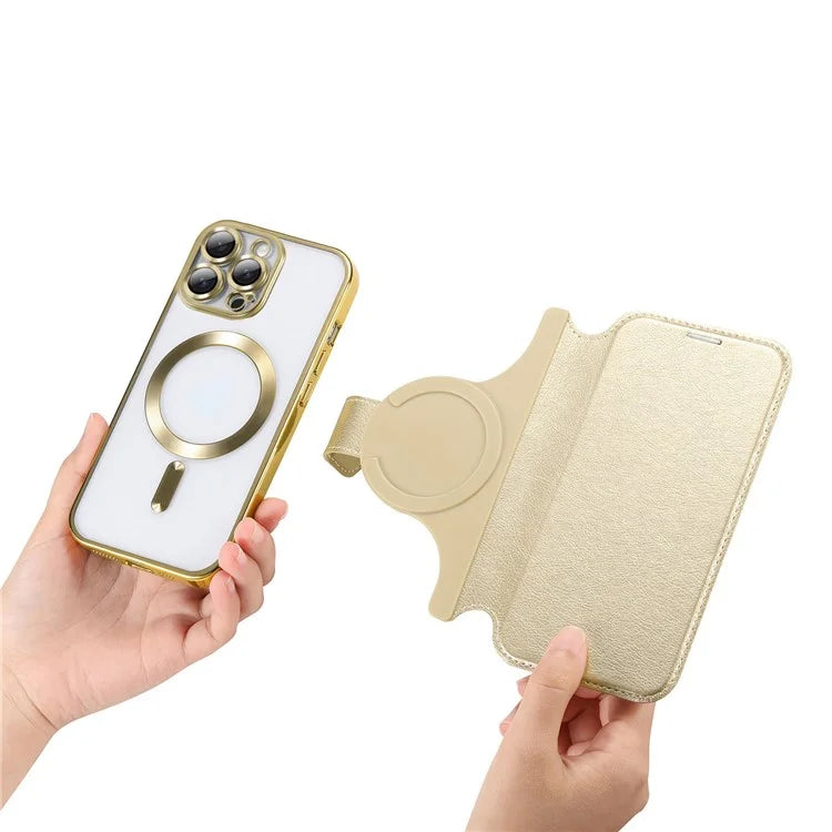 CASENEO For iPhone 16 Pro Max Case with Lens Film TPU Inner Shell Detachable Leather Phone Cover