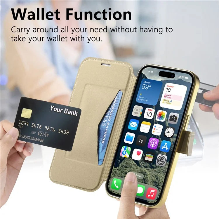CASENEO For iPhone 16 Pro Max Case with Lens Film TPU Inner Shell Detachable Leather Phone Cover