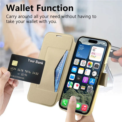CASENEO For iPhone 16 Pro Max Case with Lens Film TPU Inner Shell Detachable Leather Phone Cover