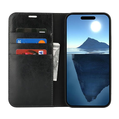 For iPhone 16 Case Crazy Horse Texture Split Leather Wallet Phone Cover