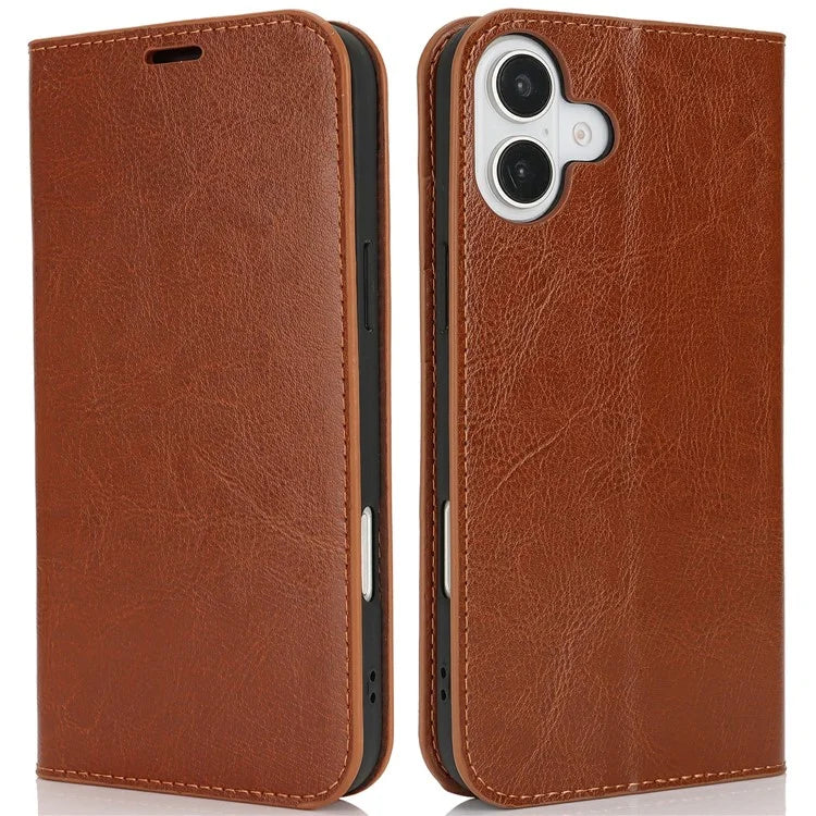 For iPhone 16 Case Crazy Horse Texture Split Leather Wallet Phone Cover