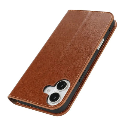 For iPhone 16 Case Crazy Horse Texture Split Leather Wallet Phone Cover