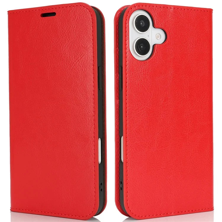For iPhone 16 Case Crazy Horse Texture Split Leather Wallet Phone Cover