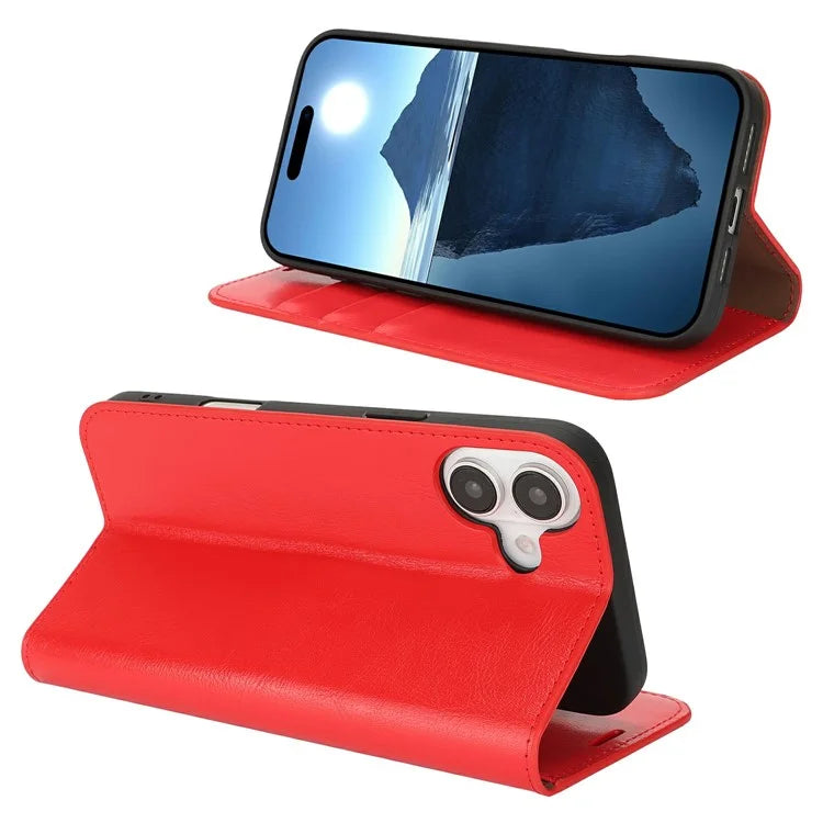 For iPhone 16 Case Crazy Horse Texture Split Leather Wallet Phone Cover