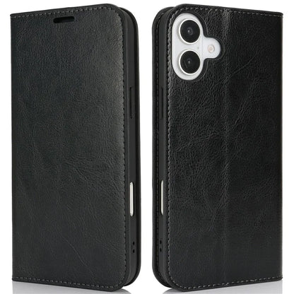 For iPhone 16 Plus Case Crazy Horse Texture Split Leather Wallet Phone Cover