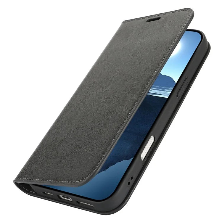For iPhone 16 Plus Case Crazy Horse Texture Split Leather Wallet Phone Cover