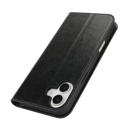 For iPhone 16 Plus Case Crazy Horse Texture Split Leather Wallet Phone Cover