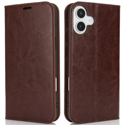 For iPhone 16 Plus Case Crazy Horse Texture Split Leather Wallet Phone Cover