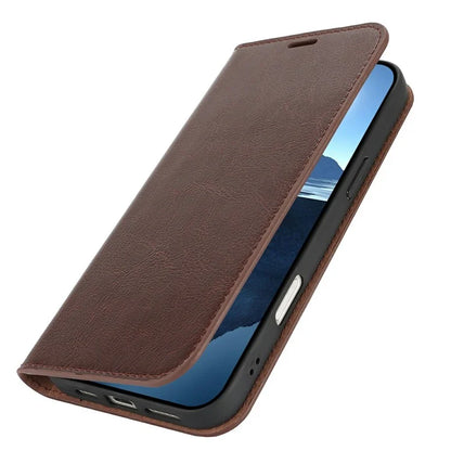 For iPhone 16 Plus Case Crazy Horse Texture Split Leather Wallet Phone Cover