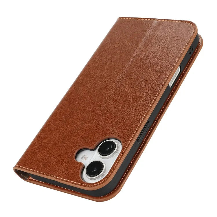 For iPhone 16 Plus Case Crazy Horse Texture Split Leather Wallet Phone Cover