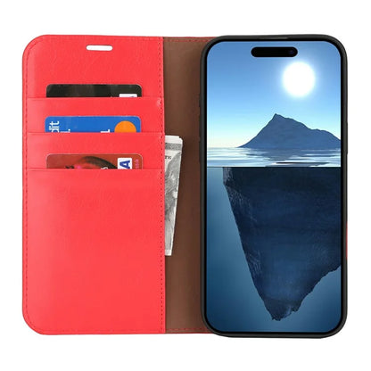For iPhone 16 Plus Case Crazy Horse Texture Split Leather Wallet Phone Cover