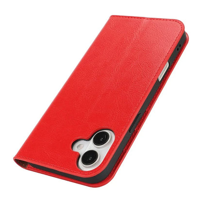 For iPhone 16 Plus Case Crazy Horse Texture Split Leather Wallet Phone Cover