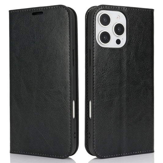For iPhone 16 Pro Max Case Crazy Horse Texture Split Leather Wallet Phone Cover