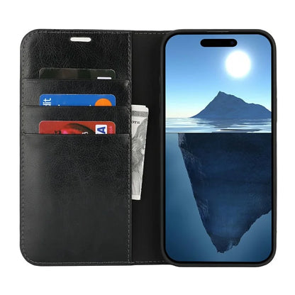 For iPhone 16 Pro Case Crazy Horse Texture Split Leather Wallet Phone Cover