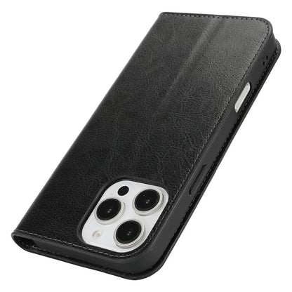 For iPhone 16 Pro Case Crazy Horse Texture Split Leather Wallet Phone Cover