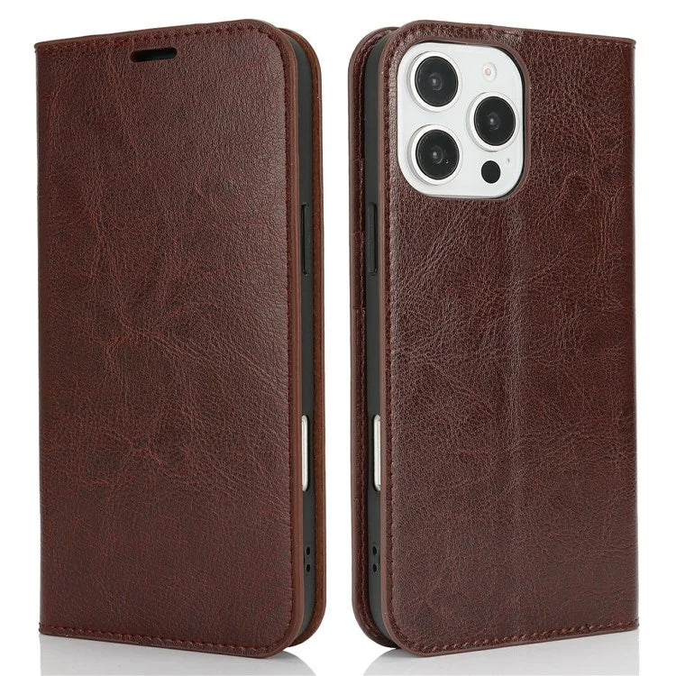 For iPhone 16 Pro Case Crazy Horse Texture Split Leather Wallet Phone Cover