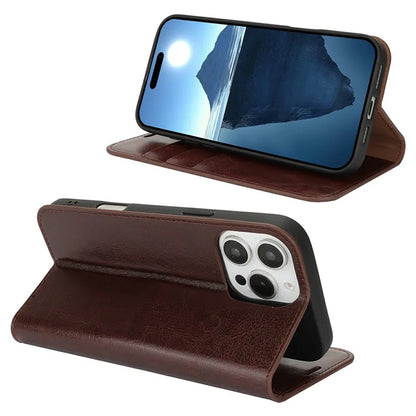 For iPhone 16 Pro Case Crazy Horse Texture Split Leather Wallet Phone Cover