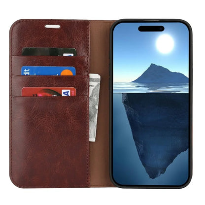 For iPhone 16 Pro Case Crazy Horse Texture Split Leather Wallet Phone Cover