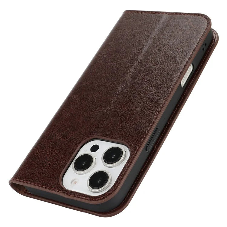 For iPhone 16 Pro Case Crazy Horse Texture Split Leather Wallet Phone Cover