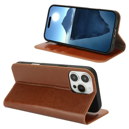 For iPhone 16 Pro Case Crazy Horse Texture Split Leather Wallet Phone Cover