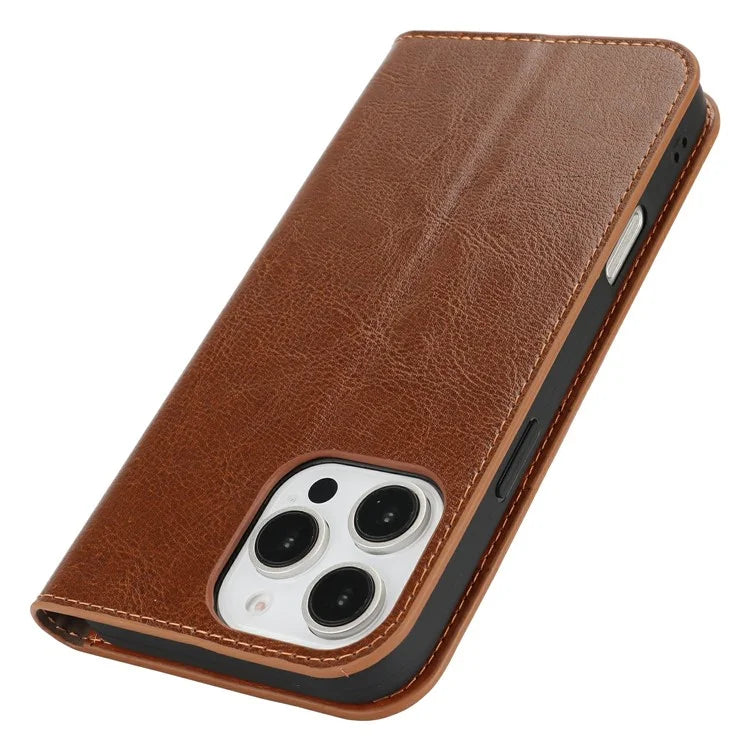 For iPhone 16 Pro Case Crazy Horse Texture Split Leather Wallet Phone Cover