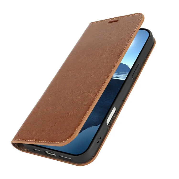 For iPhone 16 Pro Case Crazy Horse Texture Split Leather Wallet Phone Cover