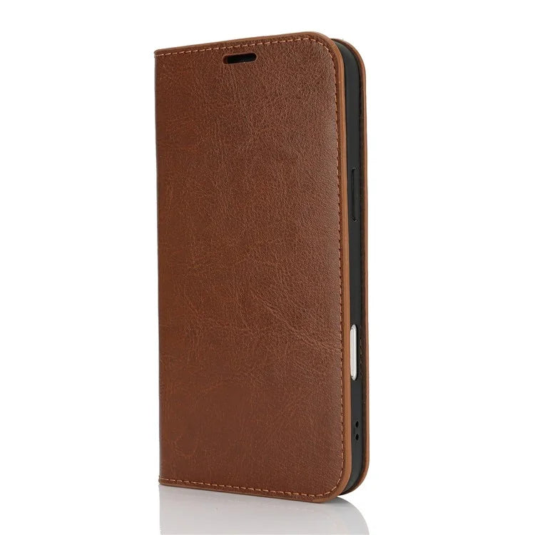 For iPhone 16 Pro Case Crazy Horse Texture Split Leather Wallet Phone Cover