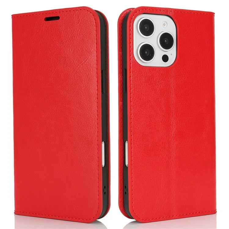 For iPhone 16 Pro Case Crazy Horse Texture Split Leather Wallet Phone Cover