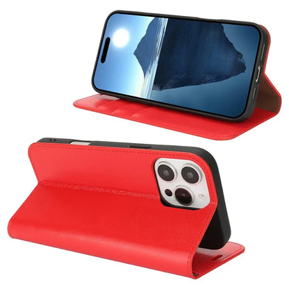 For iPhone 16 Pro Case Crazy Horse Texture Split Leather Wallet Phone Cover