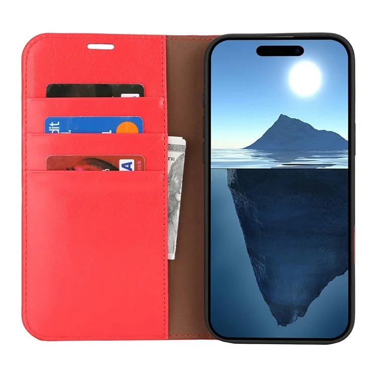 For iPhone 16 Pro Case Crazy Horse Texture Split Leather Wallet Phone Cover
