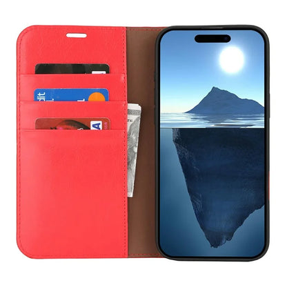 For iPhone 16 Pro Case Crazy Horse Texture Split Leather Wallet Phone Cover