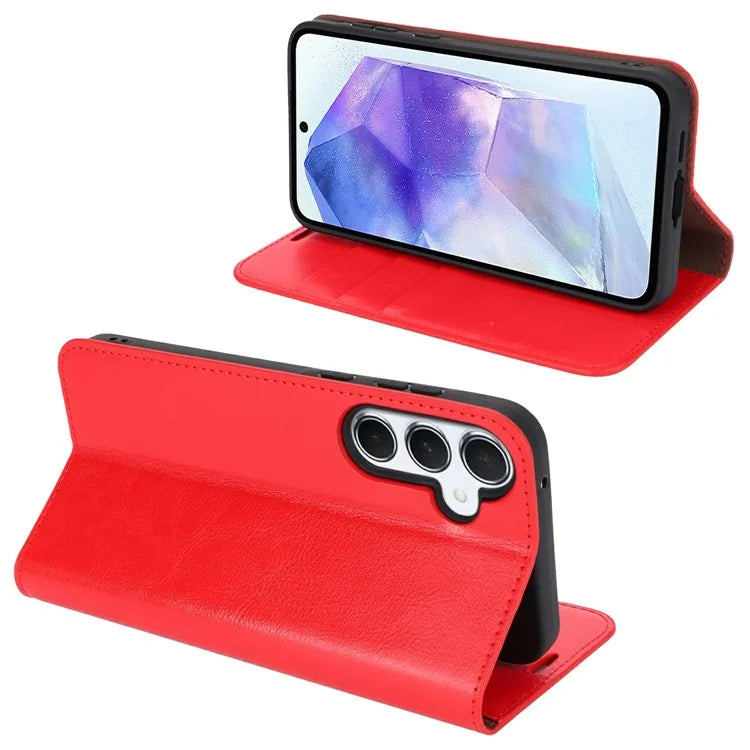 For Samsung Galaxy S24 FE Case Crazy Horse Texture Split Leather Wallet Phone Cover