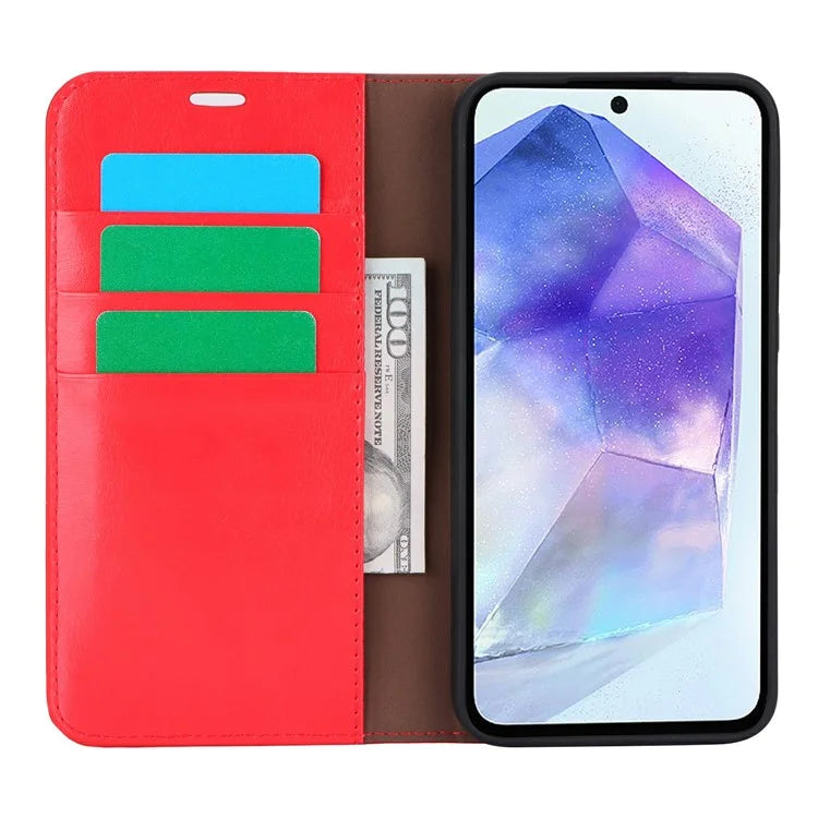 For Samsung Galaxy S24 FE Case Crazy Horse Texture Split Leather Wallet Phone Cover
