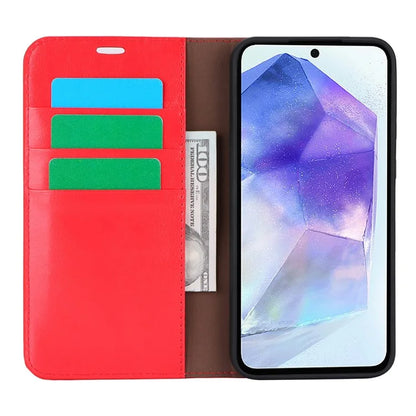 For Samsung Galaxy S24 FE Case Crazy Horse Texture Split Leather Wallet Phone Cover