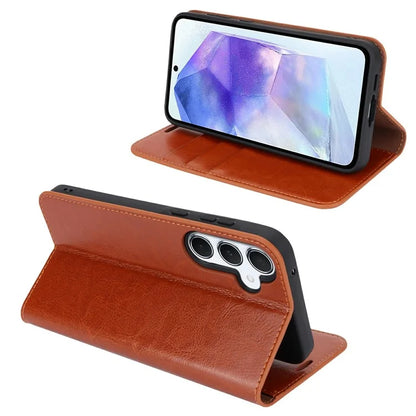 For Samsung Galaxy S24 FE Case Crazy Horse Texture Split Leather Wallet Phone Cover