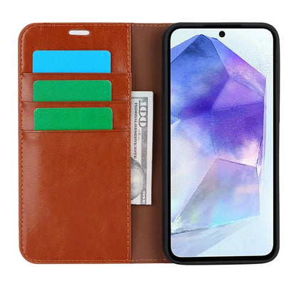 For Samsung Galaxy S24 FE Case Crazy Horse Texture Split Leather Wallet Phone Cover