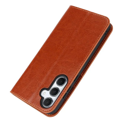For Samsung Galaxy S24 FE Case Crazy Horse Texture Split Leather Wallet Phone Cover