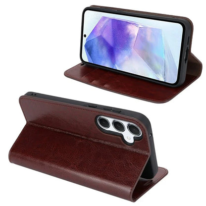 For Samsung Galaxy S24 FE Case Crazy Horse Texture Split Leather Wallet Phone Cover