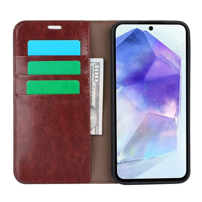 For Samsung Galaxy S24 FE Case Crazy Horse Texture Split Leather Wallet Phone Cover