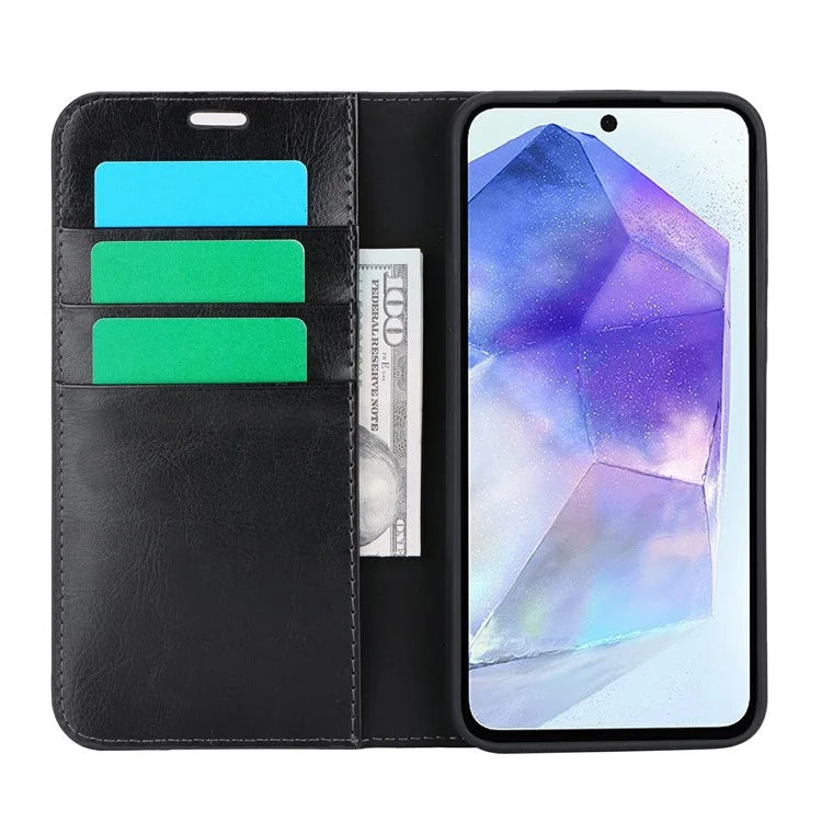 For Samsung Galaxy S24 FE Case Crazy Horse Texture Split Leather Wallet Phone Cover