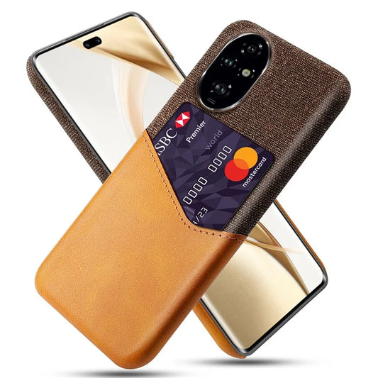 For Honor 200 Pro 5G Case PU Leather Card Slot Cloth Texture Hard PC Phone Cover
