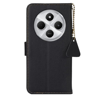 TJ For Xiaomi Redmi 14C 4G Case RFID Blocking Genuine Cow Leather Phone Cover