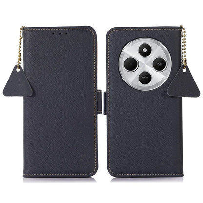 TJ For Xiaomi Redmi 14C 4G Case RFID Blocking Genuine Cow Leather Phone Cover