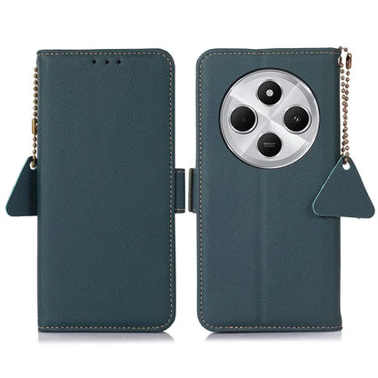 TJ For Xiaomi Redmi 14C 4G Case RFID Blocking Genuine Cow Leather Phone Cover