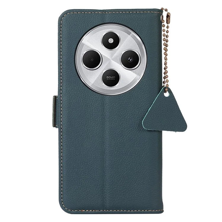 TJ For Xiaomi Redmi 14C 4G Case RFID Blocking Genuine Cow Leather Phone Cover